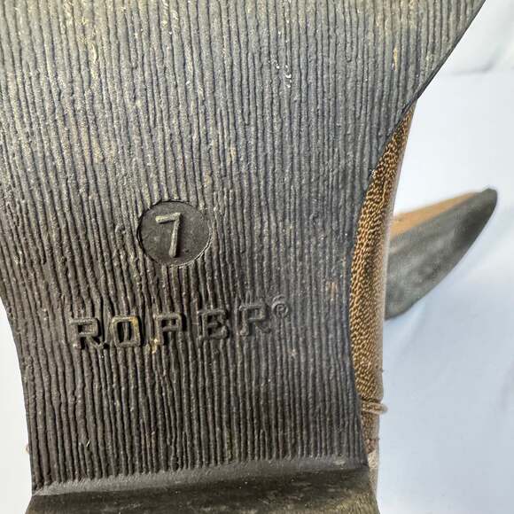 Roper Women’s Brown Boots With Inlay Detail Size 7 - Picture 9 of 10